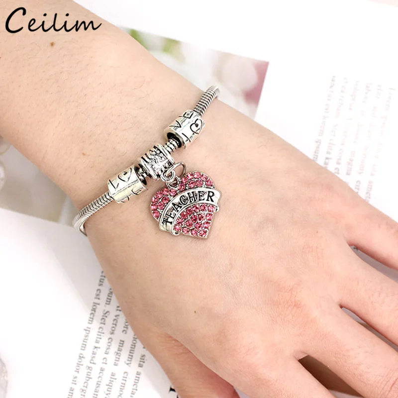 Женский браслет с шармами кристаллами в виде сердца для дочери матери сестры