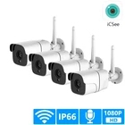 Беспроводная система видеонаблюдения, IP-камера 1080P, Wi-Fi, SD-карта, наружная система видеонаблюдения, 4 канала