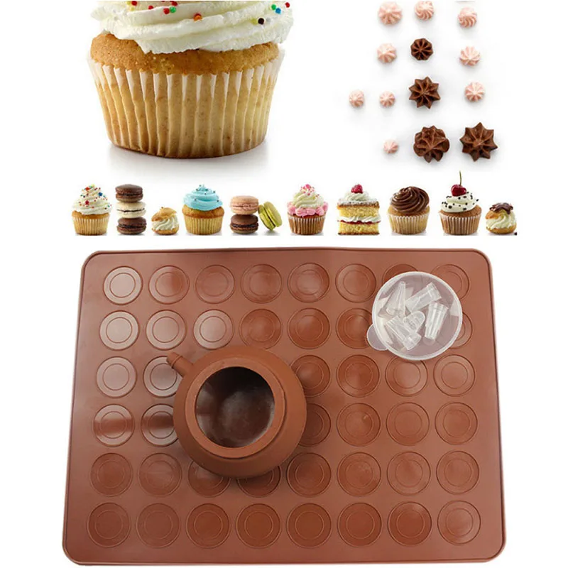 

48 Hole Macaron Silicone Pad Baking Mat Round Shape Baking Pad DIY Cake Dessert Oven Liner Baking Tools For Cakes