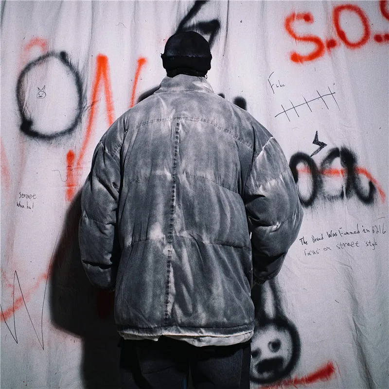 Грязный цвет печати Толстая стеганая куртка для мужчин s High Street зимние старые