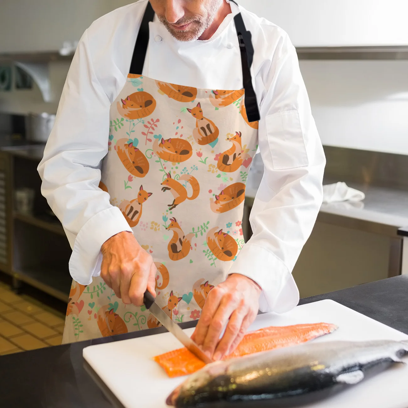 Tophome Кухонный Фартук животные из мультфильмов лиса напечатанные регулируемые