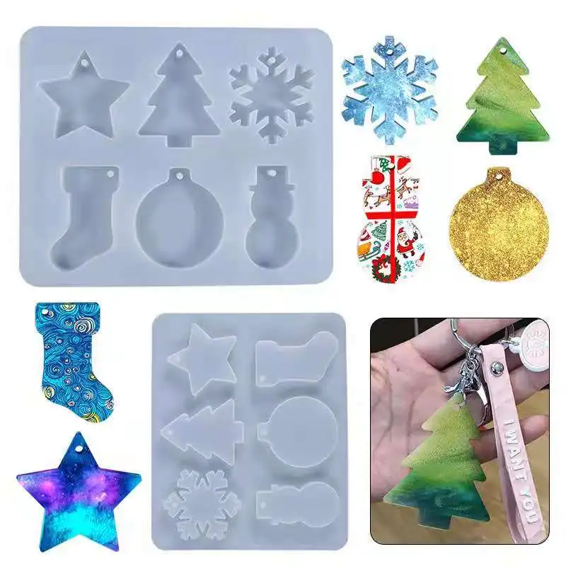 

DIY Кристалл эпоксидная форма Рождественский Снеговик елка сапоги колокольчик звезда серии брелок формочка для силиконовой подвески для ли...