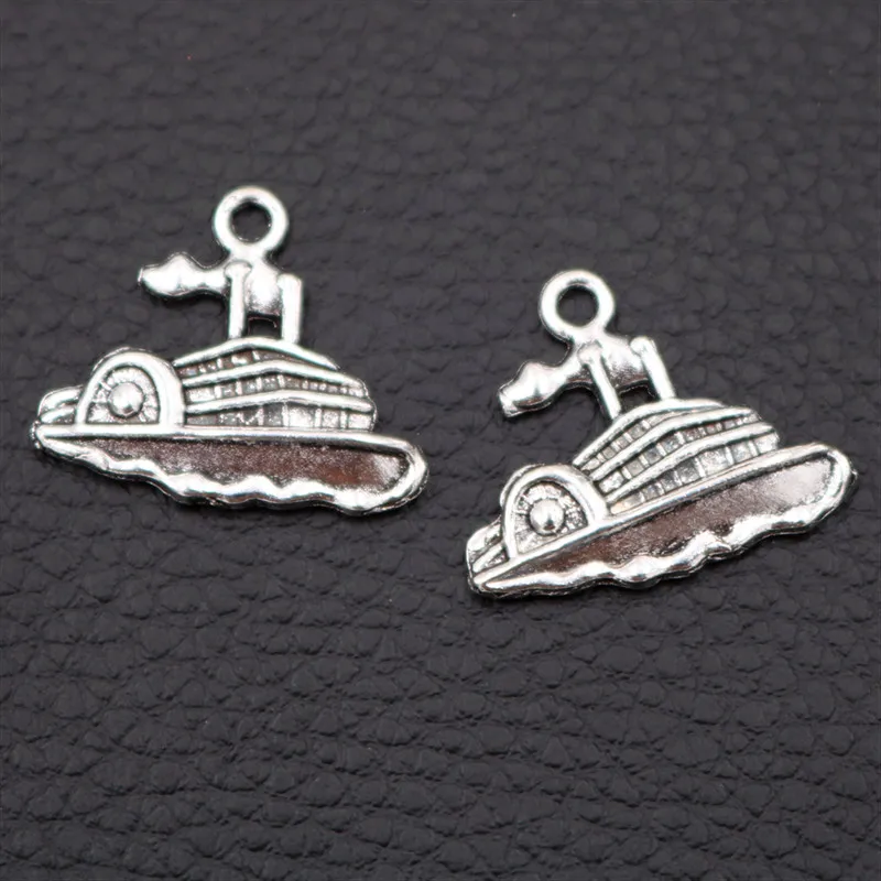 

10pcs Silver Plated Cargo Ship Metal Pendant Vintage Necklace keychain DIY Charms Jewelry Crafts Making 24*20mm A1992