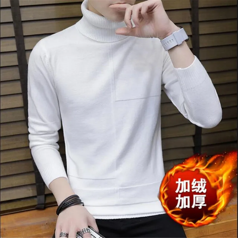 

Autumn Winter Men'S Sweater Men'S Turtleneck Solid Color Casual Sweater Men's Slim Fit Brand Knitted Pullovers