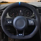 Нескользящая Мягкая черная замша чехол рулевого колеса автомобиля для Volkswagen Golf 7 GTI R MK7 VW Polo GTI Scirocco 2015 2016