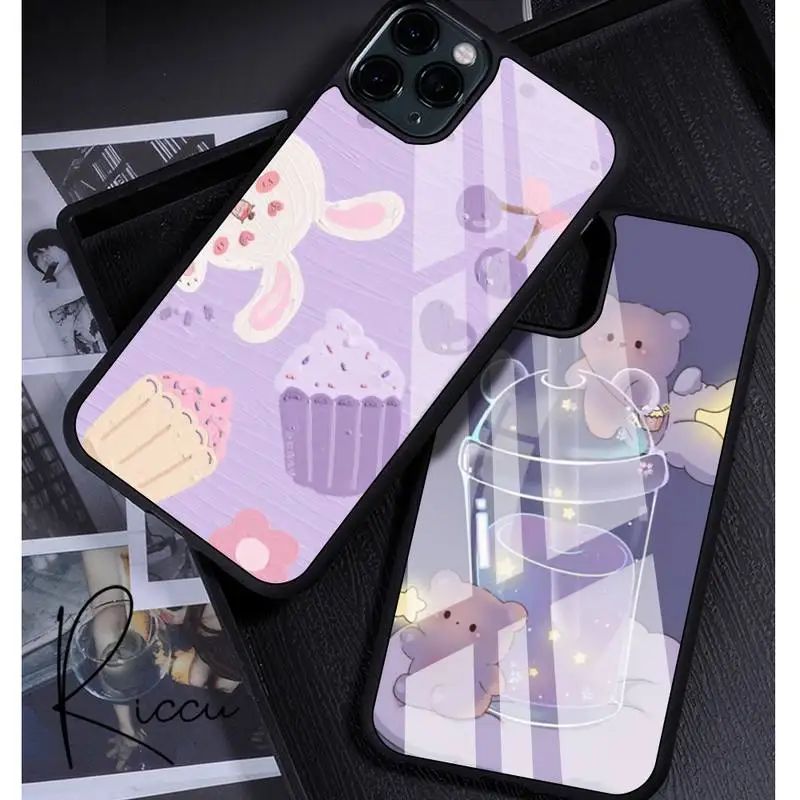 Милый мультяшный резиновый чехол для телефона iPhone 12 11 Pro Max XS 8 7 6 6S Plus X 5S SE 2020 XR