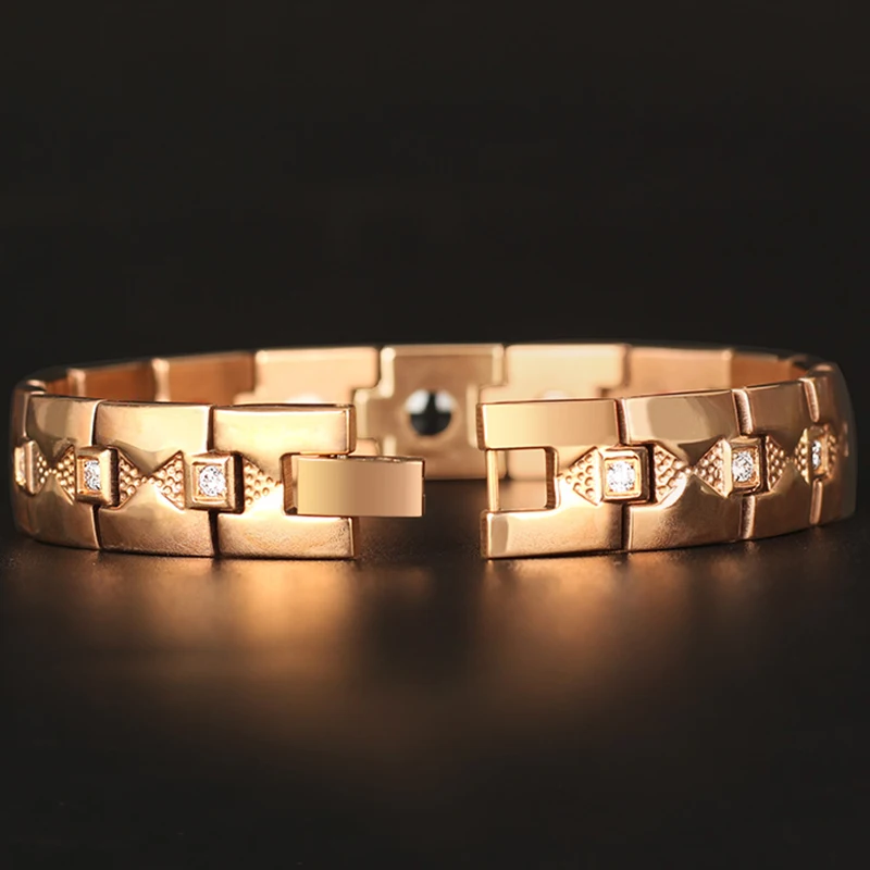 Мужской браслет из нержавеющей стали TrustyLan цвета розового золота с кубическим