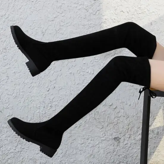 Ботфорты женские выше колена на плоской подошве|Ботфорты| |