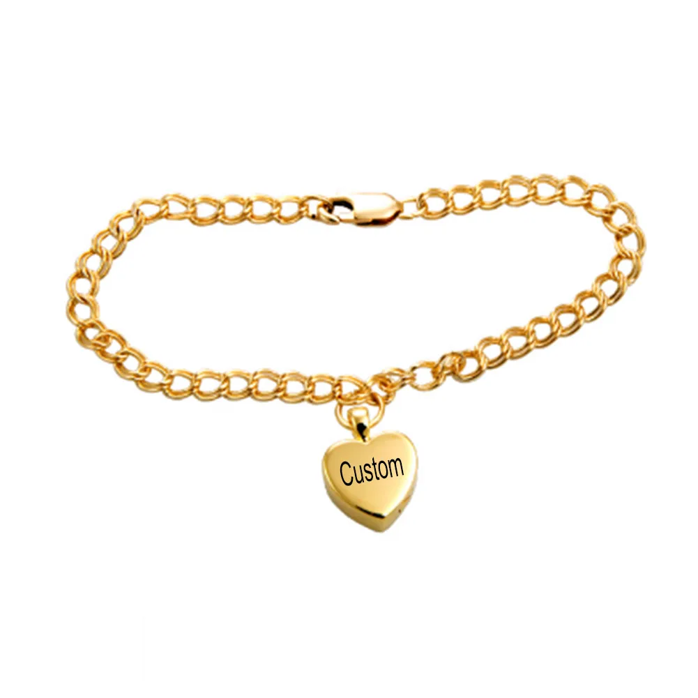 

Cremation Bracelet for Ashes Stainless Steel Love Heart Charm Urn Pendant Bracelet Charms for Ash Memorial Jewelry（Custom Name)
