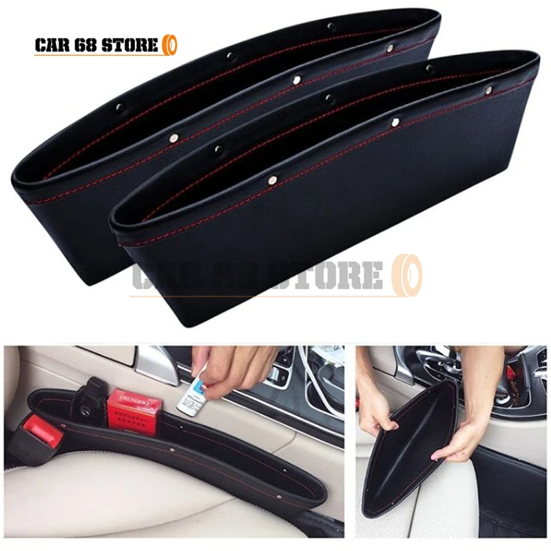 

Car Organizer Storage PU Leather Durable Car Seat Slit Gap Pocket Multifunctional Driver Seat Storage Box Auto Accessories