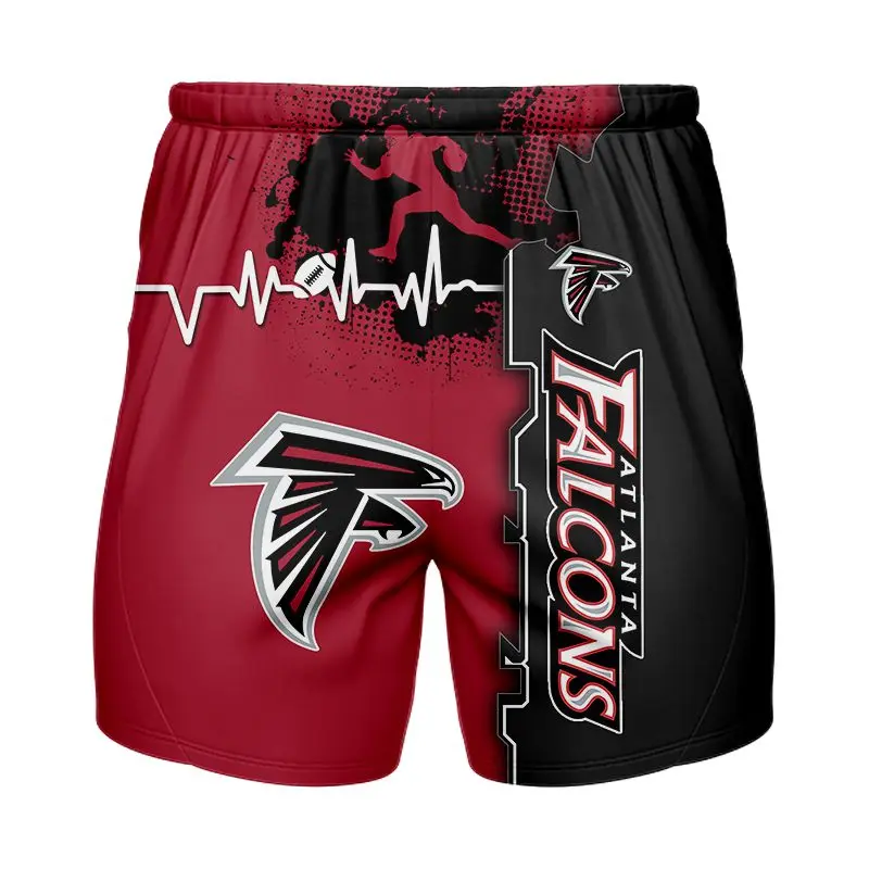 

Redcats Men Fashion Football Falcons Shorts Black White Stitching Abstract Hound Print 3D Shorts