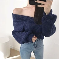 loose sweater woman autumn winter long sleeve v neck solid women sweaters pullovers knitted jumpers female new ol sexy crop tops