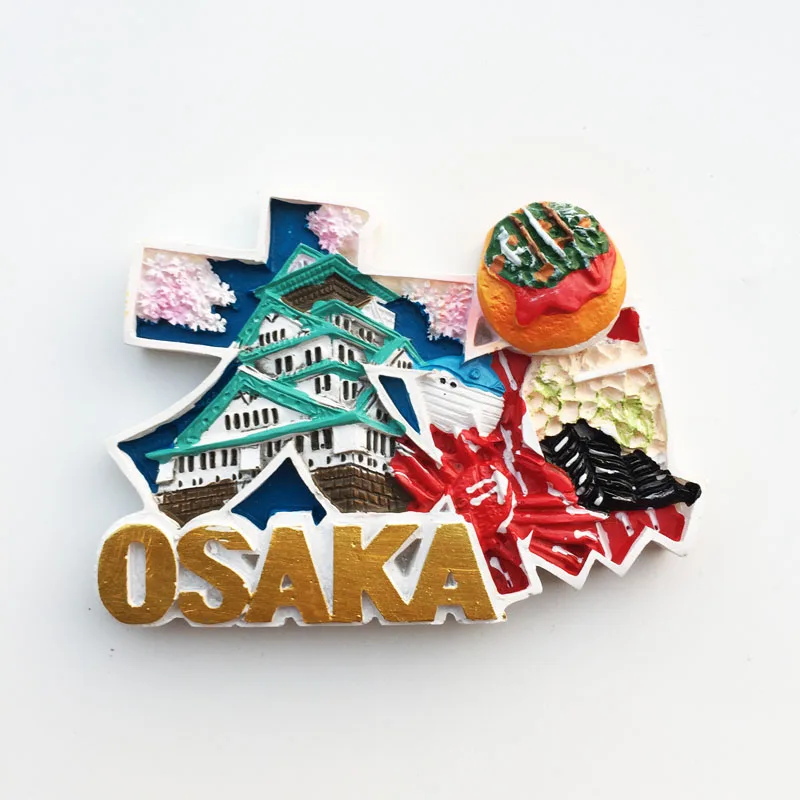 

QIQIPP Japan Osaka Castle Tianshouge Snacks Octopus Burning Crab Daole Crafts Magnetic Fridge Sticker