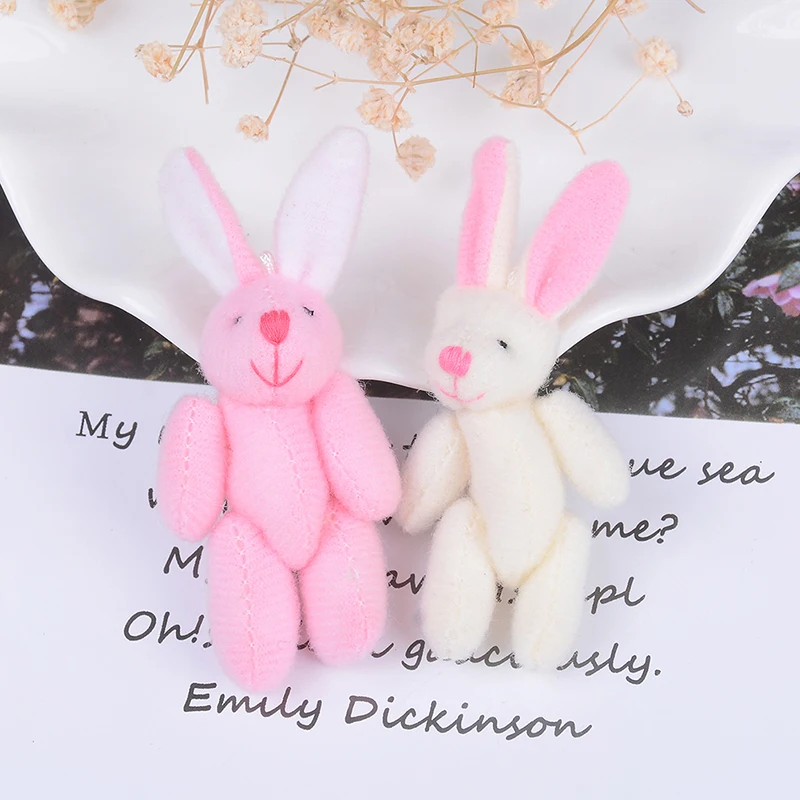 

1PCS Soft Mini Joint Rabbit Pendant Plush Bunny For Key Chain Bouquet Toy Doll DIY Ornaments Gifts 6cm 3colors