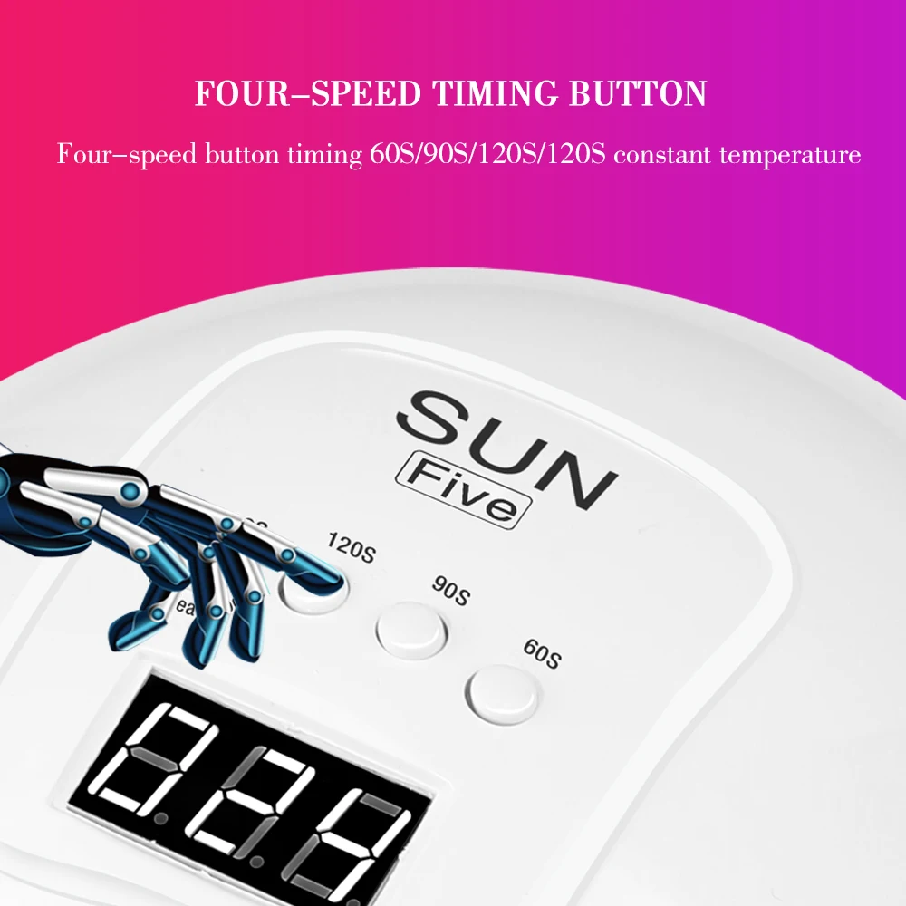 УФ-лампа для сушки ногтей SUNfive светодиодная лампа гель-лака 24 светодиода 60/90/120 с 48