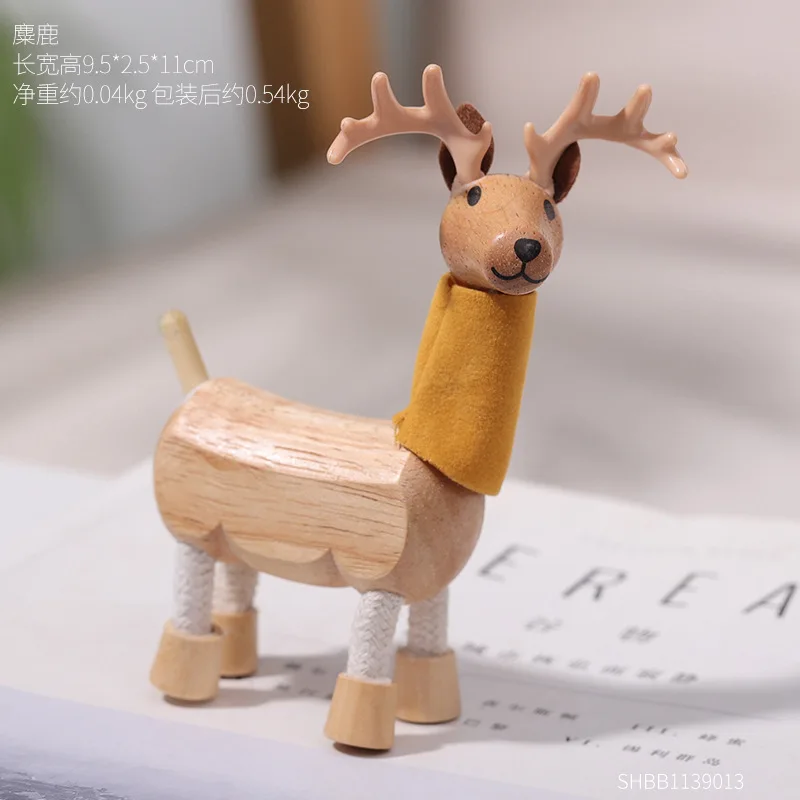 Фотографии реквизит Мини Деревянные Животные украшения Забавный мультфильм