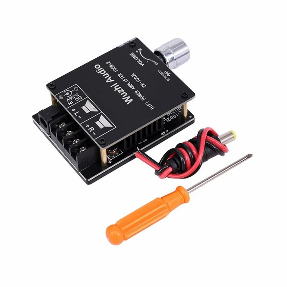 

1002L MINI 2x100W TPA3116 bluetooth 5.0 Digital Power Amplifier Board with Switch and Adjustable Volume with Shell