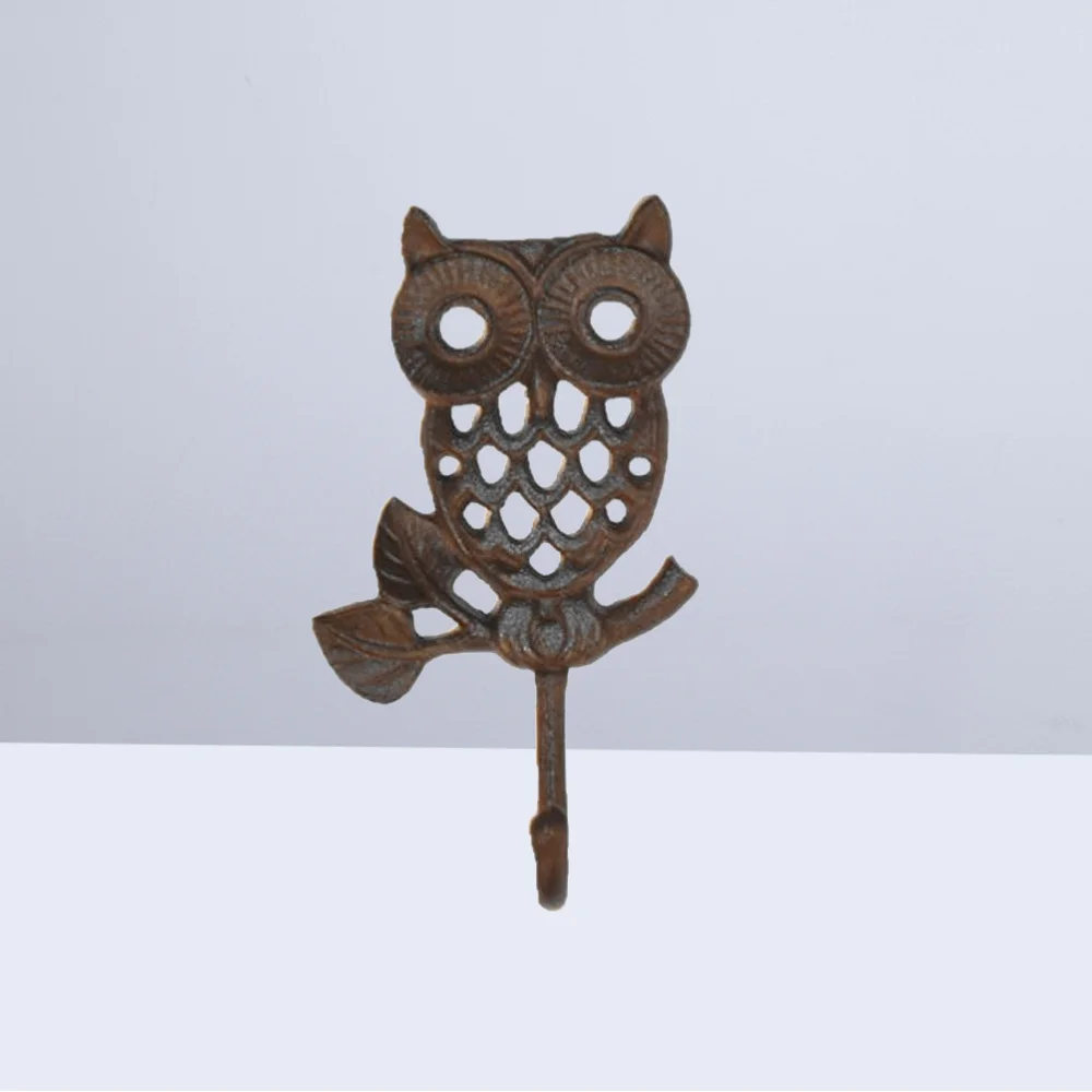 

European Retro Door Back Hook Cast Iron Owl Shape Design Wall Hook Classic Coat Hook Towel Hanger (Thin)