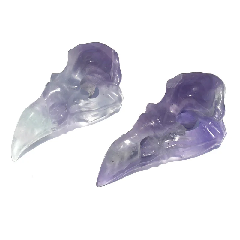 

1 шт. ручной работы из натурального цвета радуги флюоритовая, Хрустальная голова птицы для украшения дома