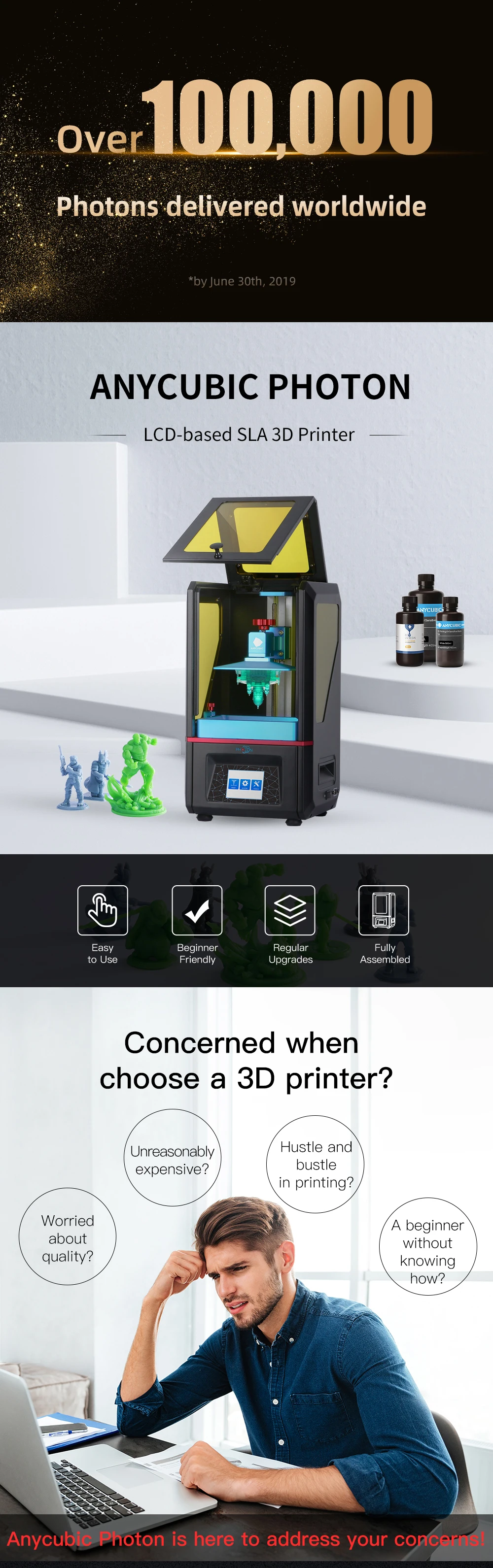 ANYCUBIC Фотон растительный полимерный комплект 3d принтер УФ lcd 2K экран размера плюс Impresora 3d Drucker Impressora UV смола