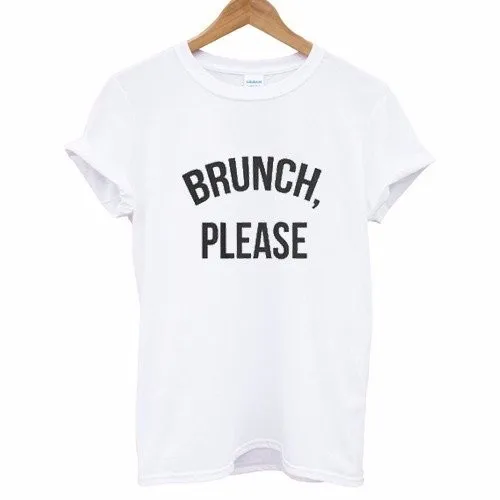 

BRUNCH PLEASE Letters Print Women tshirt Cotton Casual Funny t shirt For Lady Top Tee Hipster Drop Ship F712