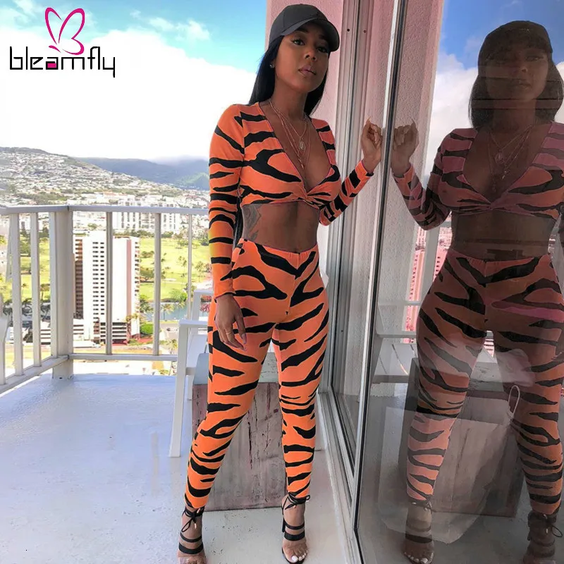 Сексуальные Женский комплект 2 шт. комплекты Клубные наряды с принтом зебры