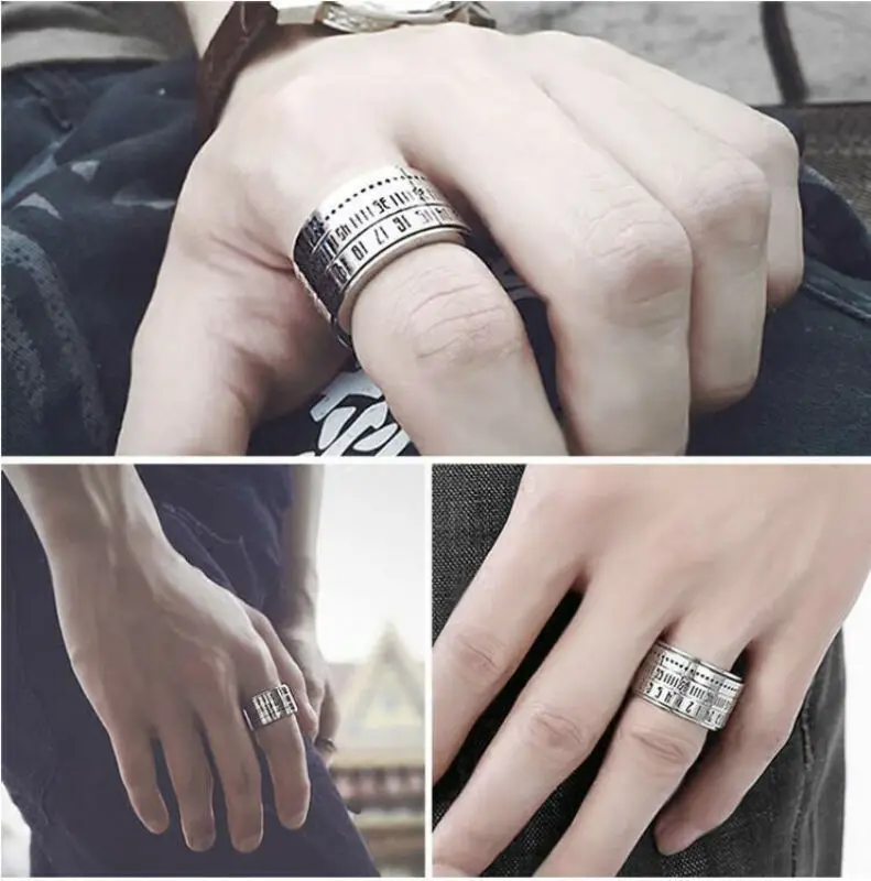 Кольцо из нержавеющей стали с широким циферблатом черное кольцо для мужчин