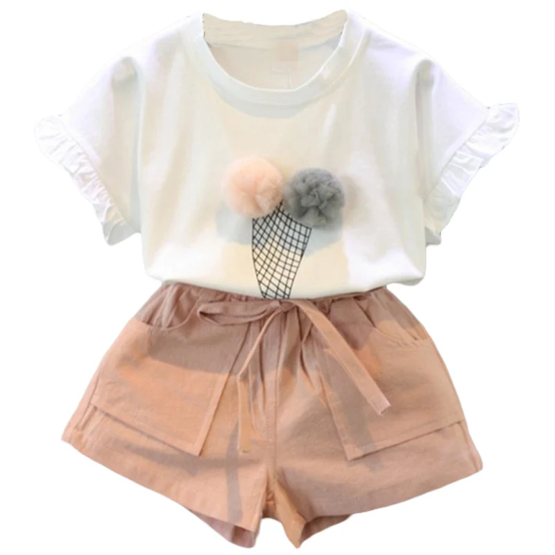 Спортивные костюмы для девочек комплекты одежды летняя повседневная футболка с