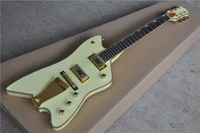high quality customized version of billy bo signature shaped electric guitar yellow and gold accessories