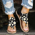 Сандалии d4 женские с цветочным принтом, босоножки на плоской подошве, винтажные повседневные пляжные, модная обувь в стиле ретро, лето 2021