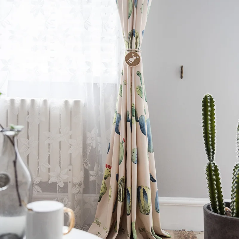 

Modern Boutique Curtains for Living Dining Room Bedroom Plant Simple Polyester Cotton Printed Curtain Fabric