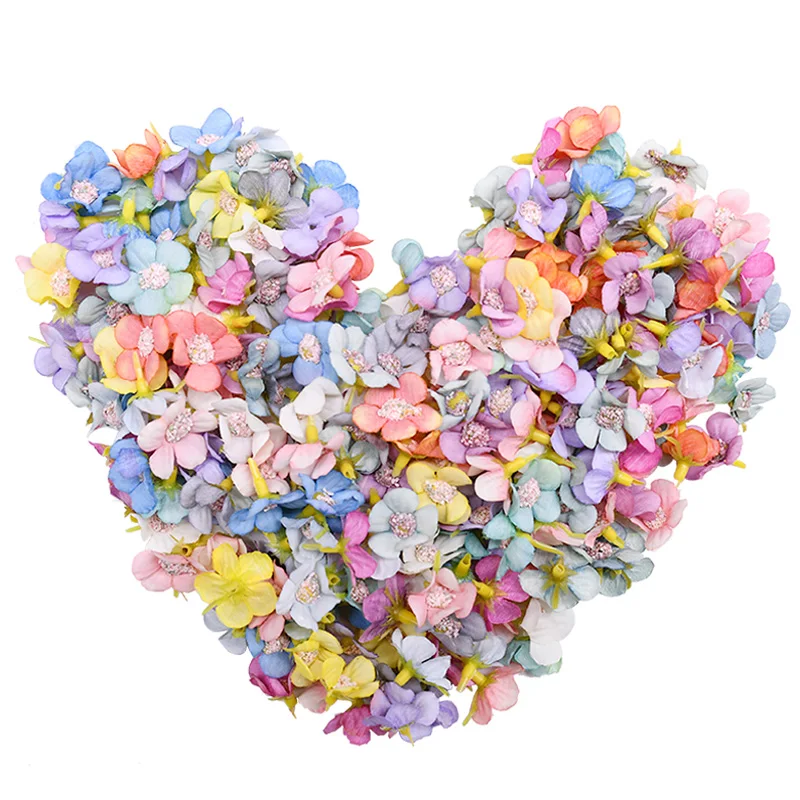 

50Pcs 2cm Multicolor Daisy Flower Heads Mini Silk Artificial Flowers for Wreath Scrapbooking Home Wedding Decoration
