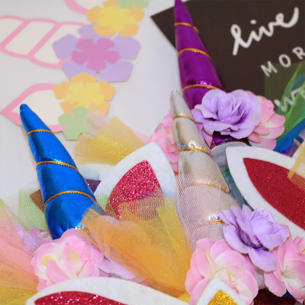 1pcs Unicorn Headdress Party Decorations Festival Happy Birthday Gift for Kids Baby Shower Headband Girl Hair Accessories | Дом и сад