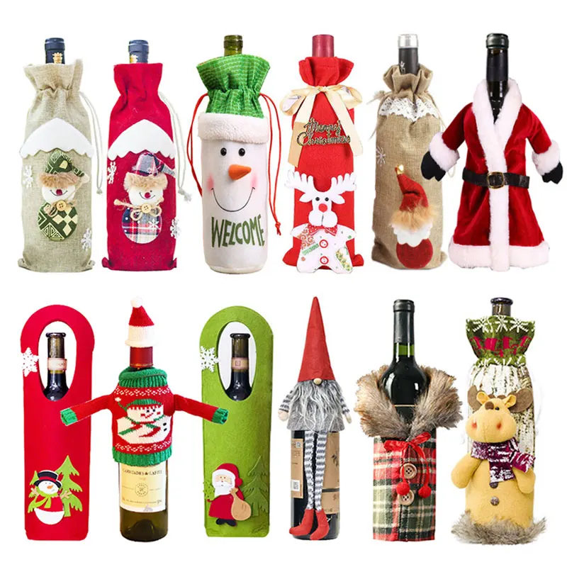 Год подарок Санта Клаус винная бутылка пылезащитный чехол Xmas Noel рождественские украшения для дома Navidad декор для обеденного стола