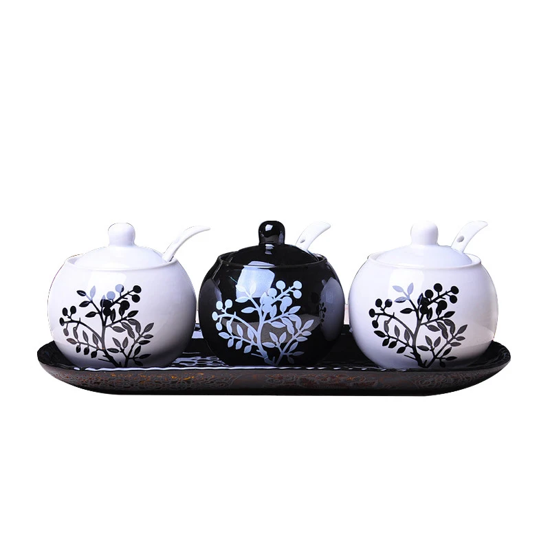 Креативная керамическая банка для приправ комплект из трех предметов кухонная