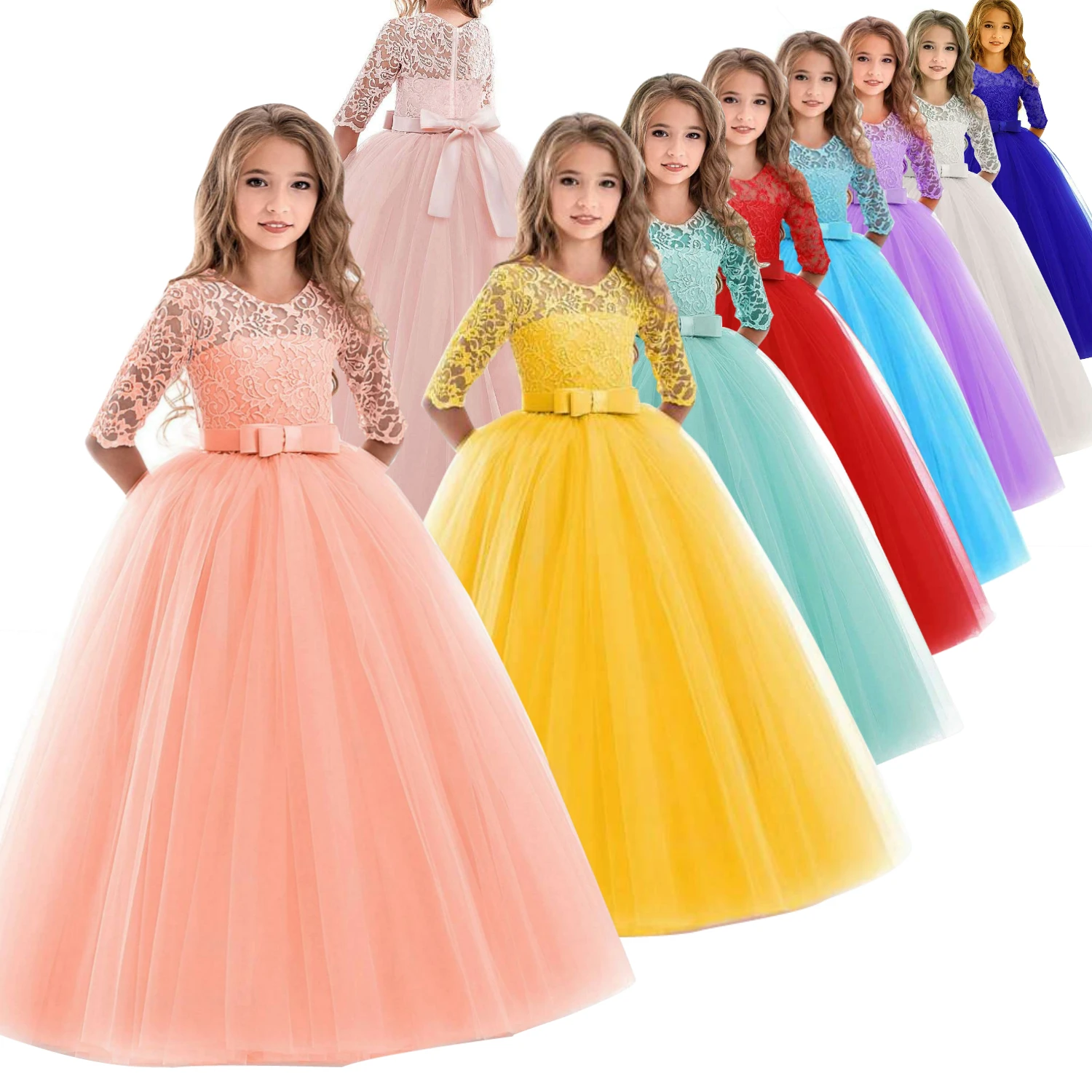 Hot Selling Flower Girl Dresses For Weddings Vestidos De Primera Comunion Children First Communion Dress Girls Pageant Ball Gown |