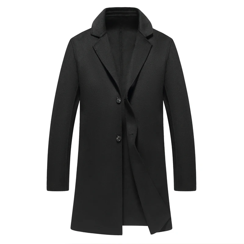 Зимняя мужская повседневная шерстяная тренчкот модная деловая средняя