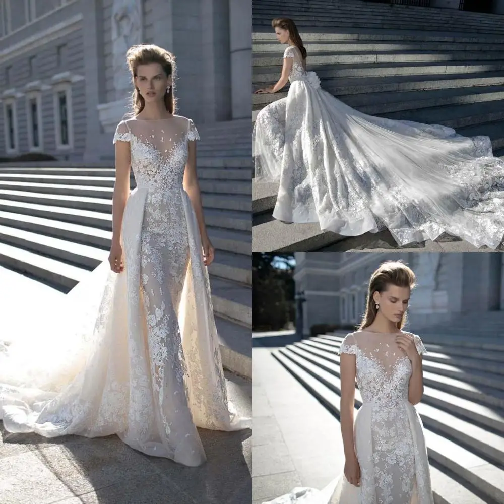 Винтажные кружевные свадебные платья с рукавами в стиле кантри аппликацией 2020