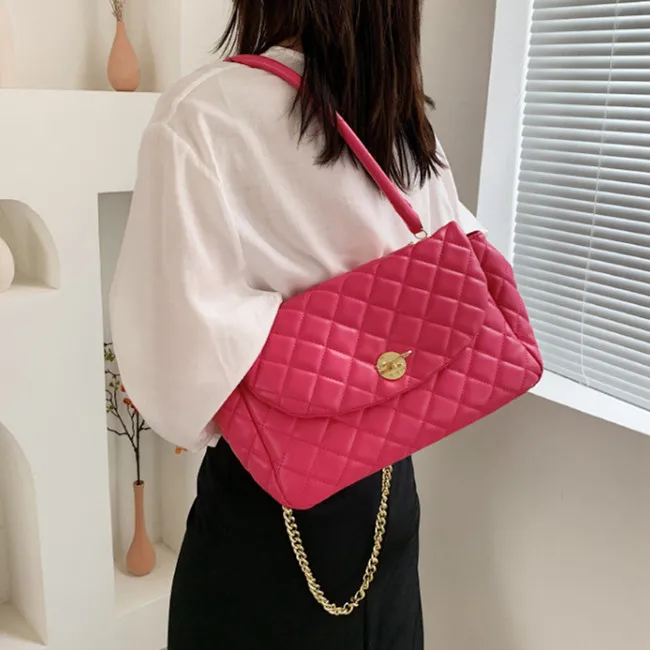 

Diamond Grain women Handbag PU Leather Chain ladies Shoulder Bag Brand design Crossbody bags Fashion big capacity black totes