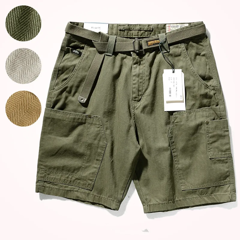 Шорты-карго мужские летние модные брюки-карго из чистого хлопка в стиле ретро