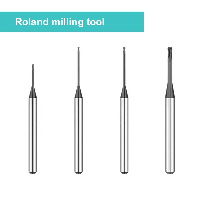 Zirconia Milling Burs for Roland DWX 50 CAD CAM System 0.6/1.0/2.0mm Cutting And Polishing Tools of Making Restoration 3 Piece