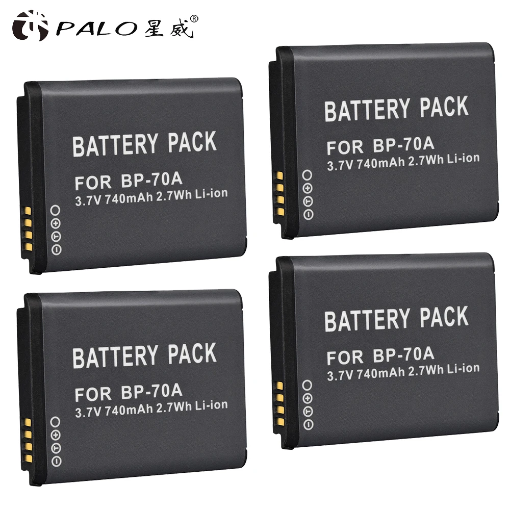 PALO 1 шт. аккумуляторная батарея для цифровых фотоаппаратов BP-70A для SAMSUNG ES65 ES70 ES73 PL80 PL90 PL100 ST30 ST60 SL50 SL600 TL105 TL110 WP10 WB35F - Цвет: 4pcs