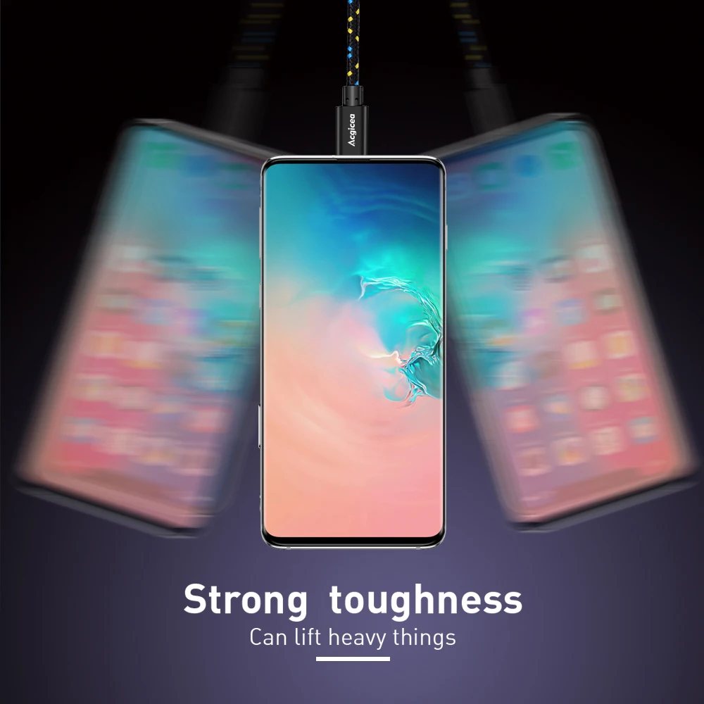 acgicea usb type c cable nylon fast charging data cord for samsung s21 oneplus 9 xiaomi huawei mobile phone type c usb c cables free global shipping