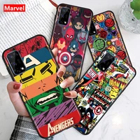 marvel avengers cartoons logo for huawei honor v30 30s 30i 30 20 20e 20i 20s lite pro plus soft tpu silicone black phone case