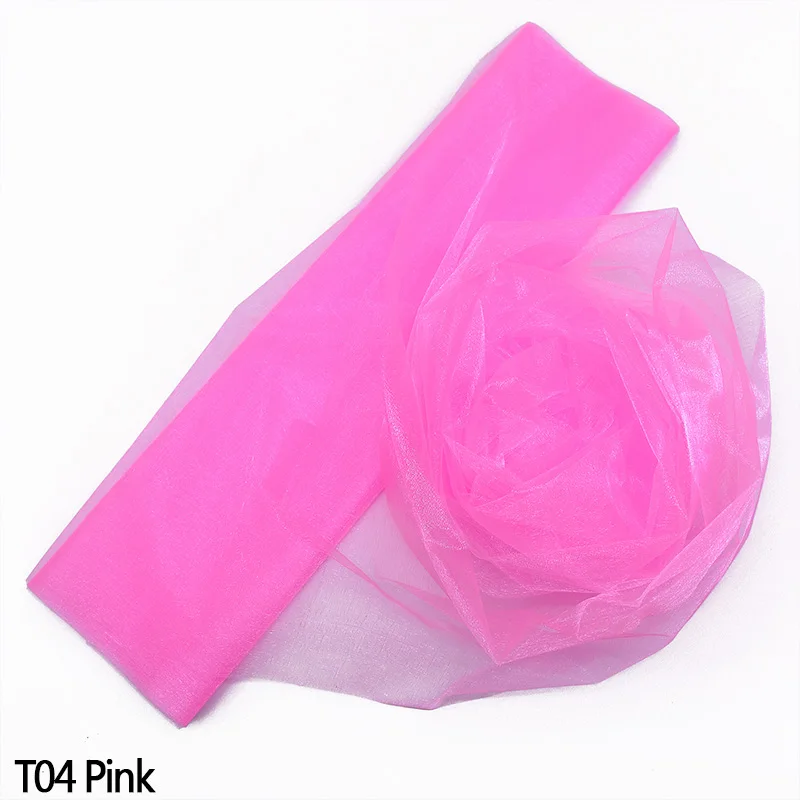 T04 pink 10 м 48/72 см пряжа Тюль рулон органзы из фатина с лентой, для Юбка для стола ткань для малыша День рождения Baby Shower деревенский Свадебные украшения - Цвет: T04 pink