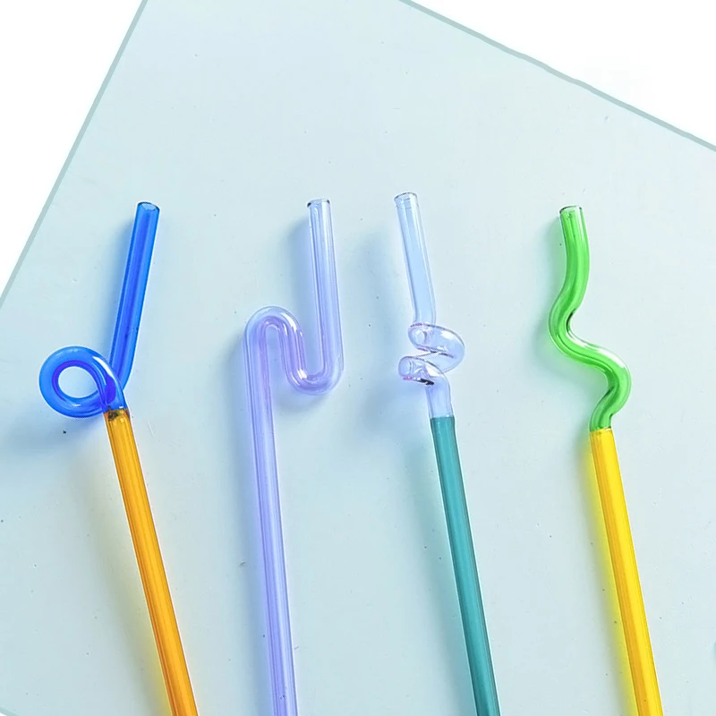 

Color Glass Straw Lovely Coffee Mixing Bar Reusable Straw Long Stem Glass Straw