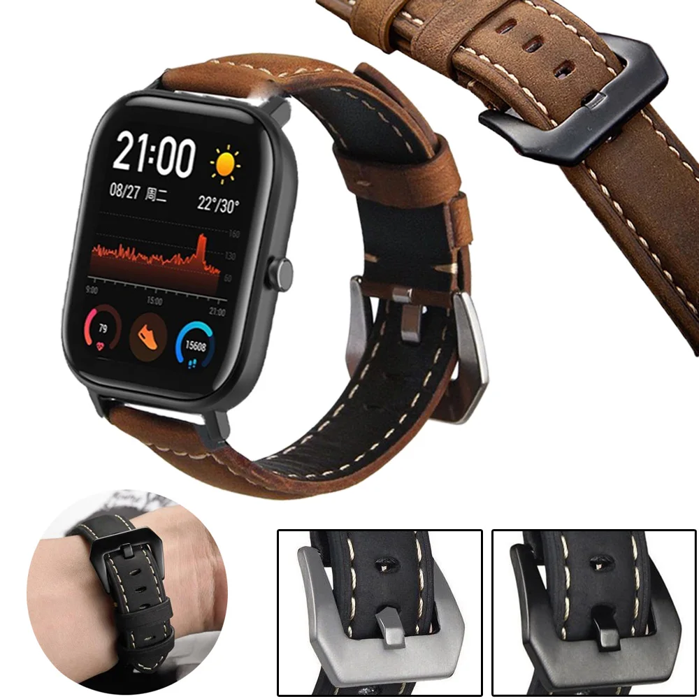 

Genuine Leather 20mm band Strap For Huami Amazfit GTR 42 Bip U/S smart watch wristband For Huami Amazfit GTS 2 2e replace Correa