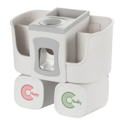 new 2 cup 4pcs Multifunctional Toothbrush Holder Bathroom Accessories Set Automatic Toothpaste Dispenser Holder Bathroom Storage - Цвет: new 2 cup