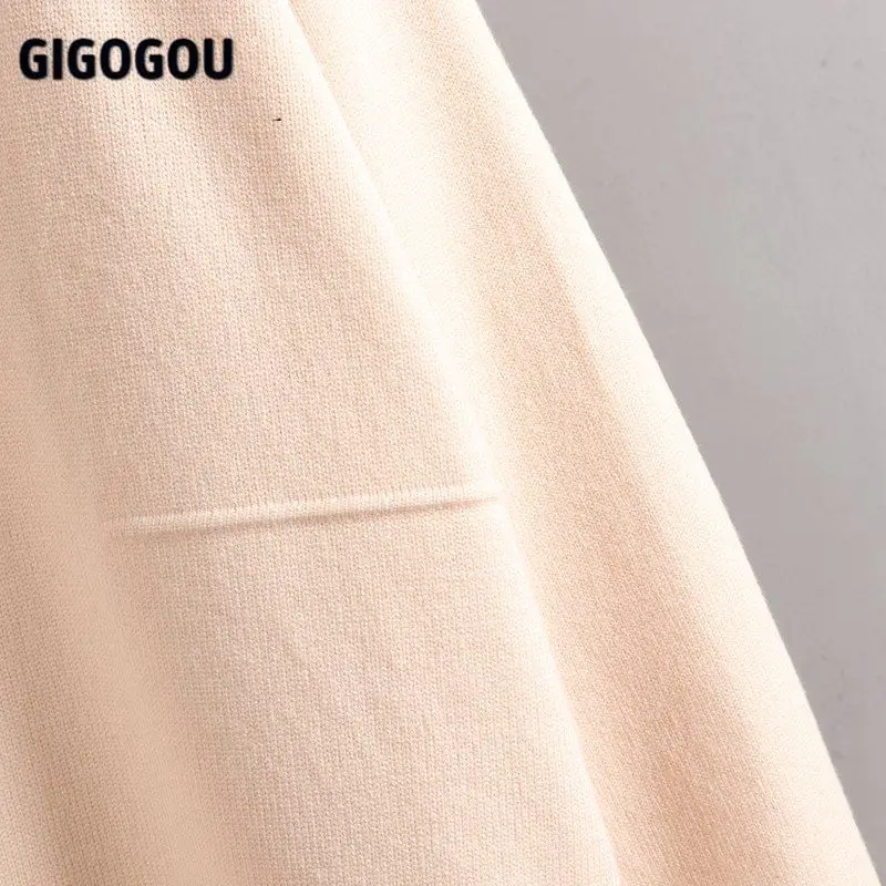 GIGOGOU трикотажный драпированный костюм с широкими штанинами комплект из 2