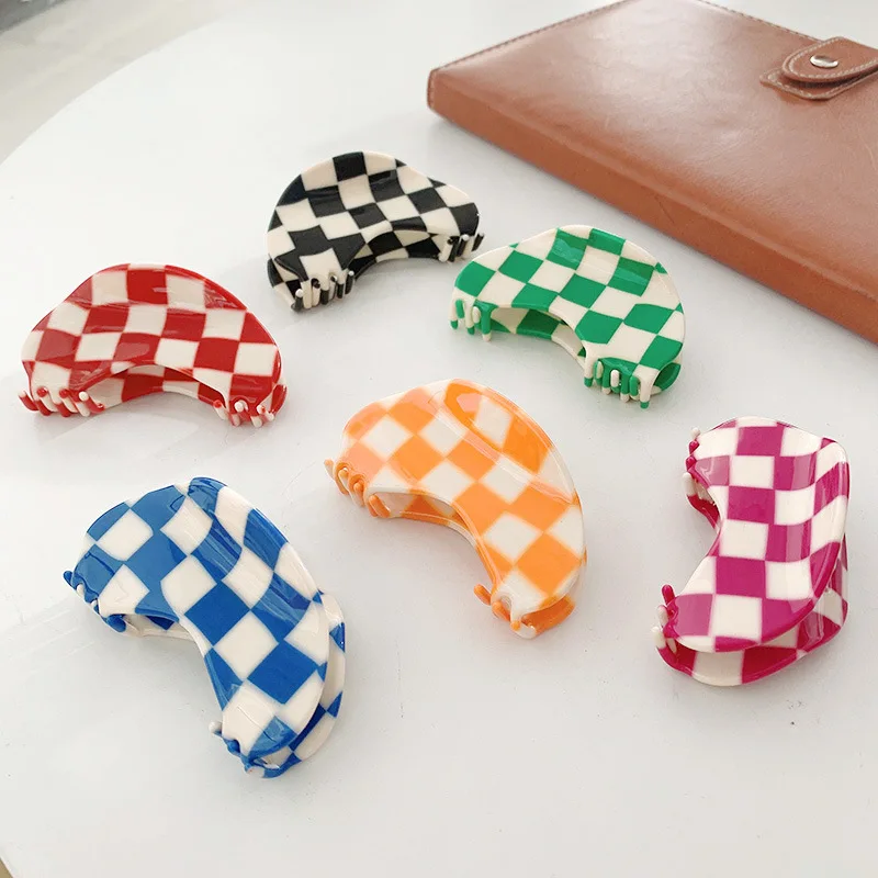 

Женские заколки для волос из ацетата, заколки-крабы небольшого размера в клетку, инструмент для укладки волос, 2022